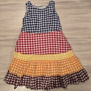 Uniqlo JW Anderson Gingham Sleeveless Dress Rainbow Colorful  Girl 3-4.